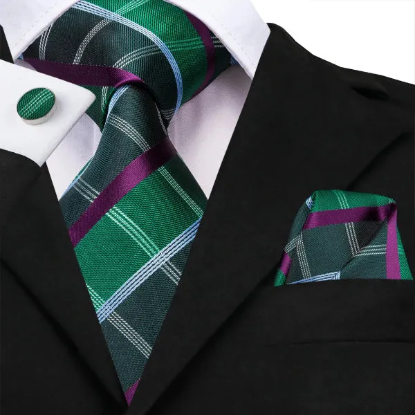 Classy Men Green Tartan Silk Tie