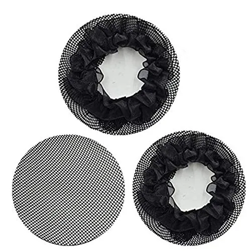 New8Beauty Hair Nets Black - Hair Accessories for Ballet Bun Cover Dance Skating Gymnastics Wedding Performance (2 Pack)
